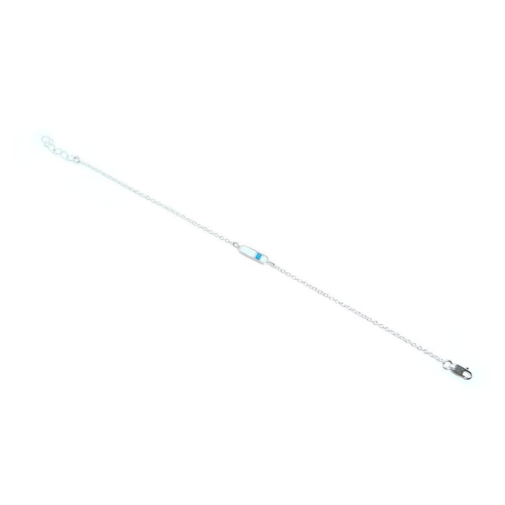 Mini Pastel Blue & Teal Enamel Silver Bracelet (Made in New York)